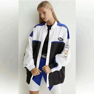 H&M Divided Women’s size M Block Colour Racing Sports Oversized Jacket Motocross